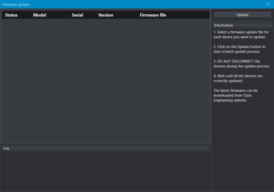 Firmware update window.