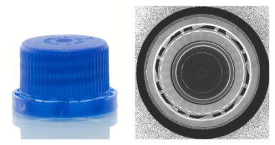 Bottle cap inspection to check the integrity of the plastic retaining ring